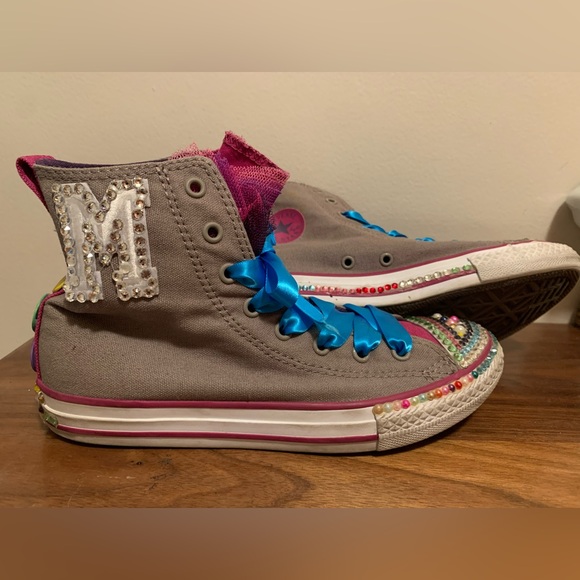 Converse All Star Ruffled Tulle Tongue gray High Top Size 4 - Picture 11 of 11